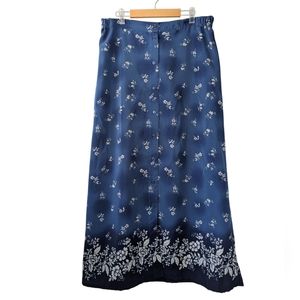 Vintage 90s Floral Blue Maxi Skirt